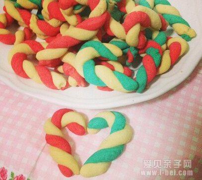 可爱圣诞拐杖饼干